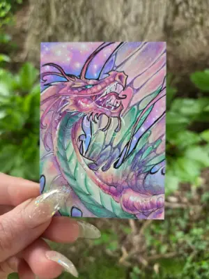 Lythienne, Queen of the First Bloom - Original Dragon ACEO - The Ancient Bloodline Series aceo art card thumbnail 3