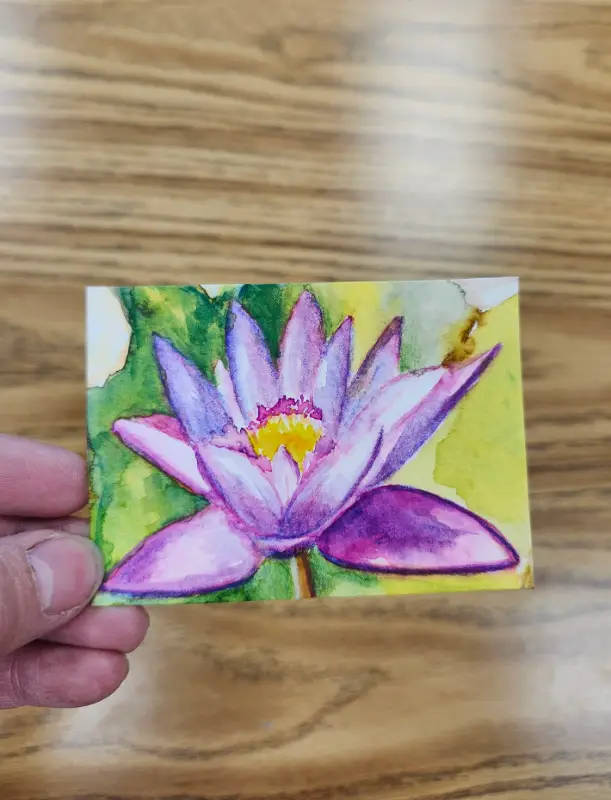 Water Lily aceo art card