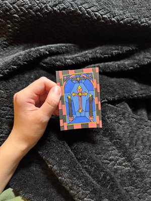 ACEO Original Miniature Painting Acrylic 2.5X3.5 Gothic Witchy Stained Glass #2 aceo art card thumbnail 1