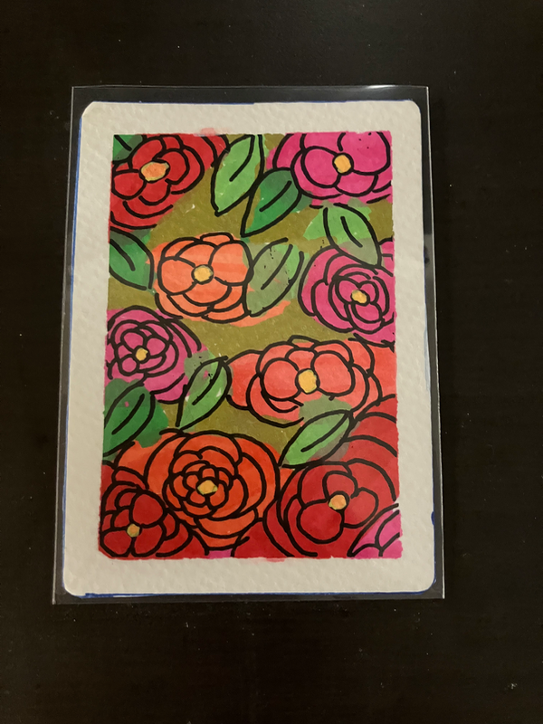 Golden roses aceo art card