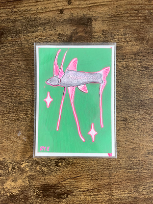 Tripod Fish aceo art card thumbnail 1