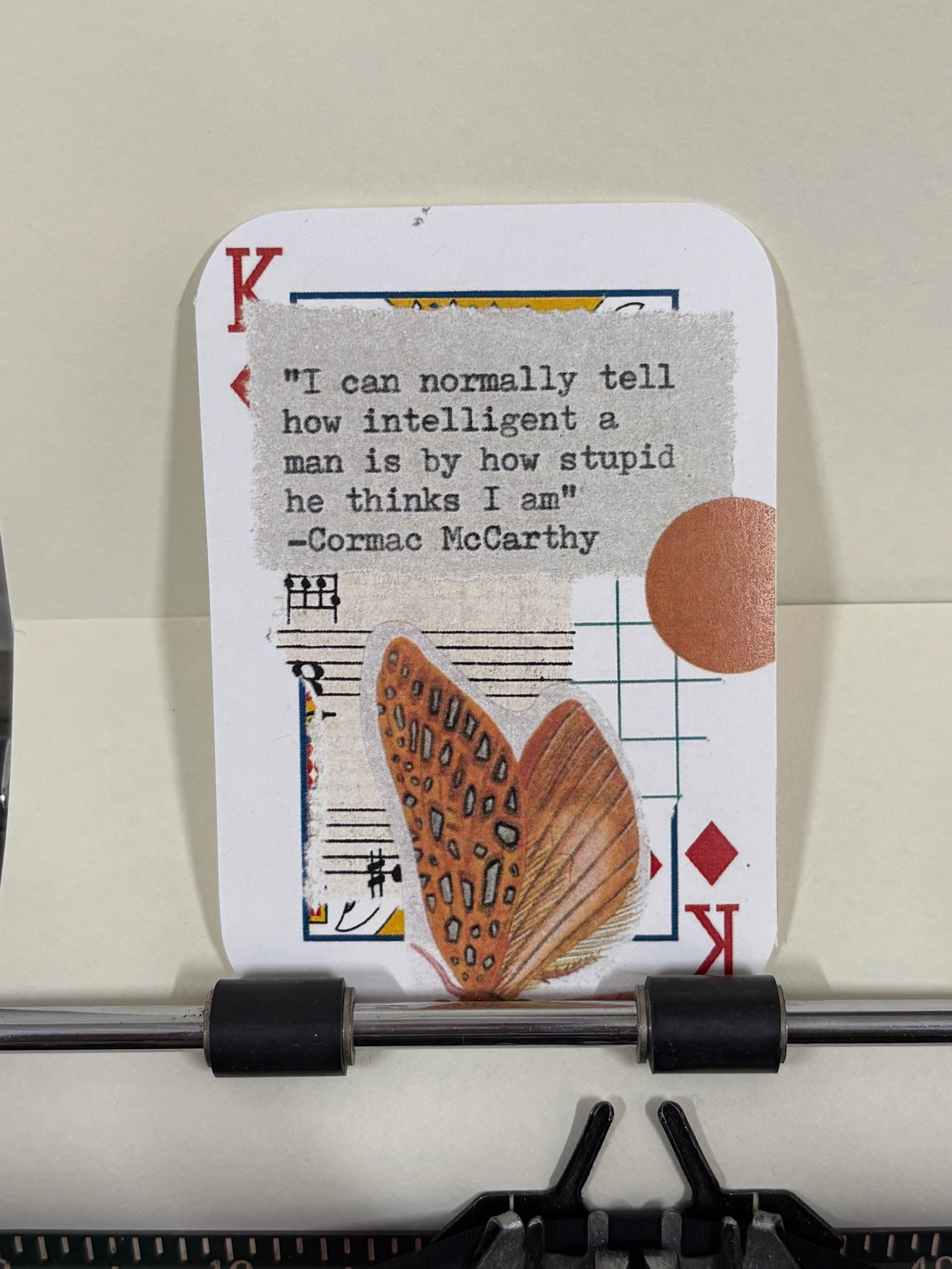 Butterfly Cormac McCarthy quote print collage by Mazerzine aceo art card