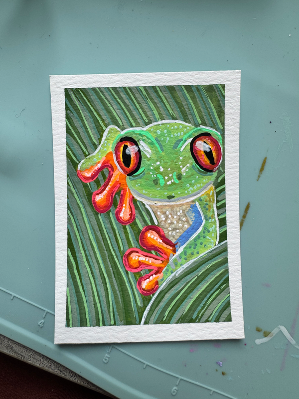 Crazy frog! aceo art card