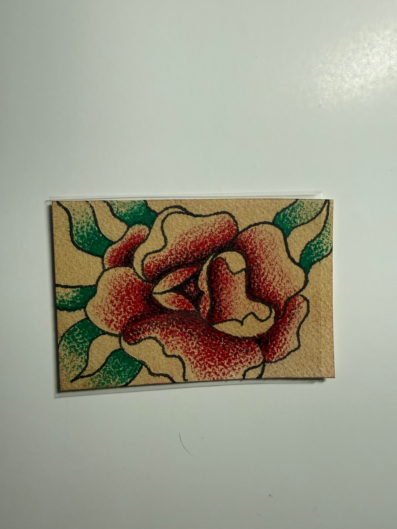 classic red rose aceo art card