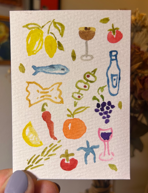 italian summer aceo art card