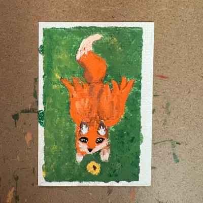 Original Curiosity ACEO #7/9 Winged Fox Series aceo art card thumbnail 1