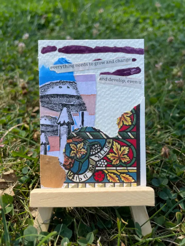 "Grow and Change" Original ACEO Collage Art Card by Halla Mannering aceo art card