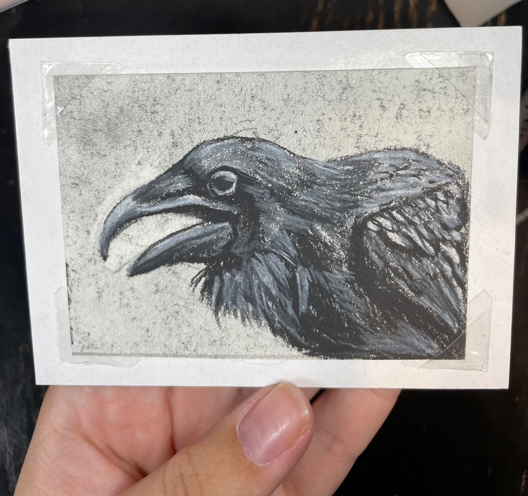 Bearded Crow aceo art card