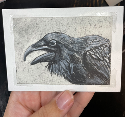 Bearded Crow aceo art card thumbnail 1