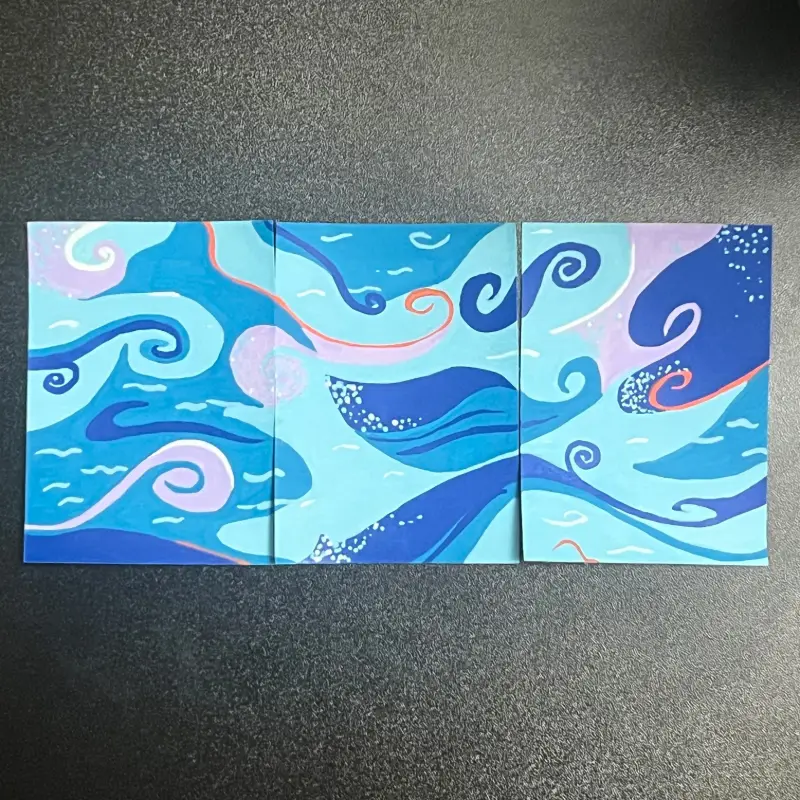 Abstract Waters - 3 Piece Panel aceo art card