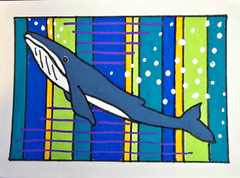 Buffy the blue whale aceo art card