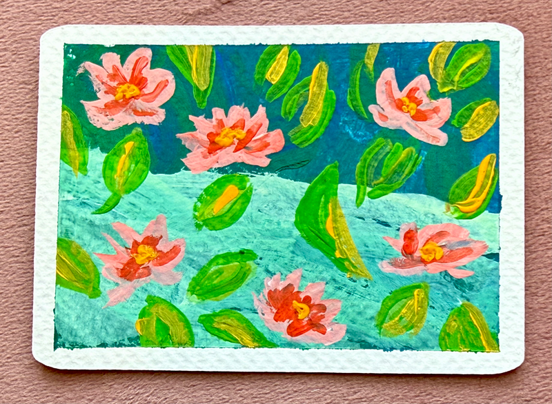 Falling Flowers aceo art card