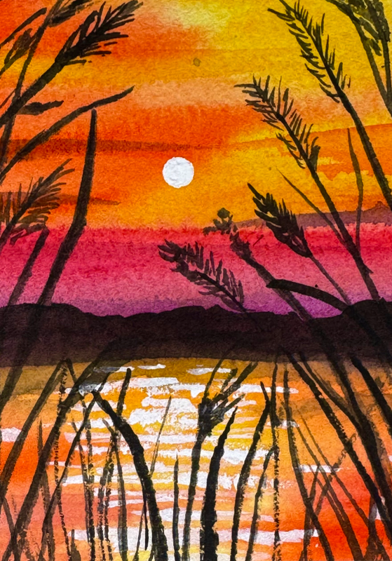 warm sunset aceo art card