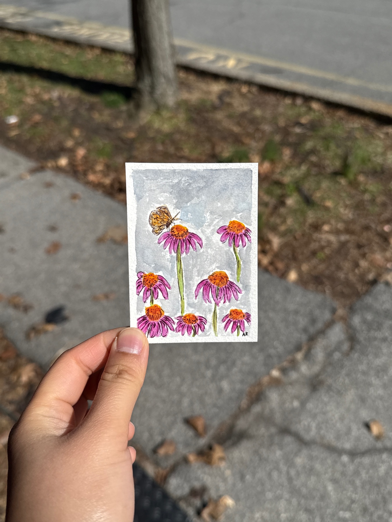 Droopy Daisy aceo art card