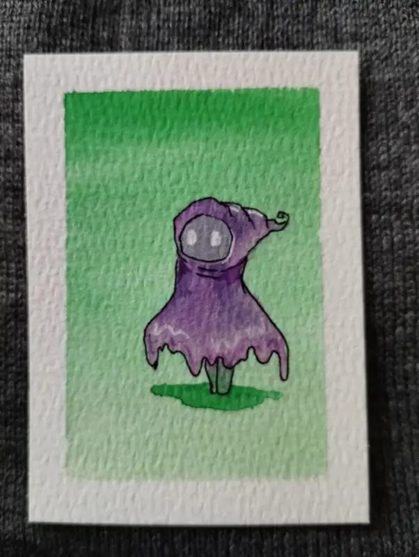 Waiting aceo art card