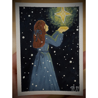 Star Girl aceo art card thumbnail 1
