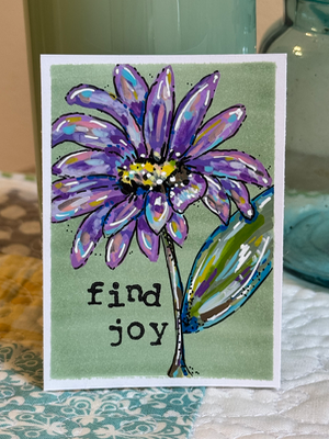 Floral Find Joy Painted Daisy aceo art card thumbnail 2