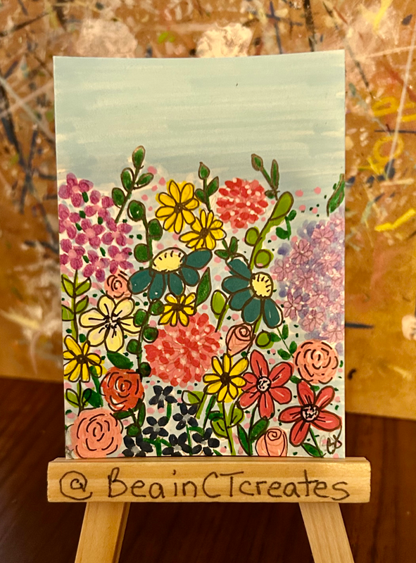 Blue Sky Bunch aceo art card