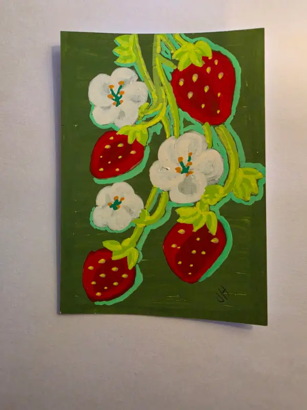 Strawberries on a Vine aceo art card