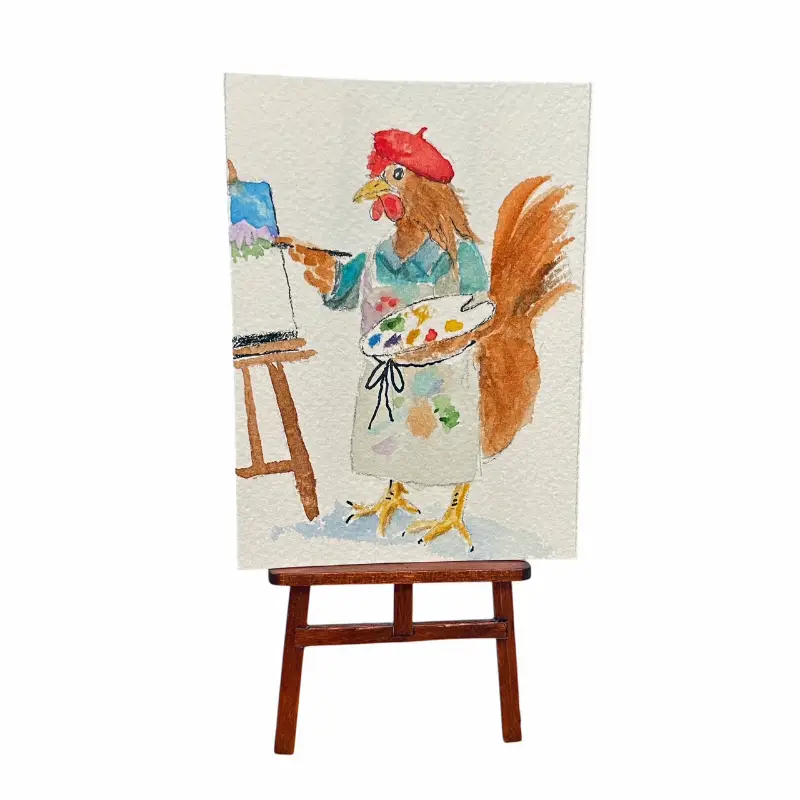 Little Red Hen Paints aceo art card
