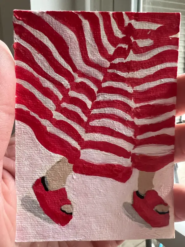 Red Striped Skirt - #2 in striped series aceo art card