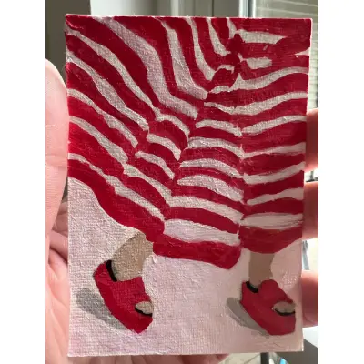 Red Striped Skirt - #2 in striped series aceo art card thumbnail 1