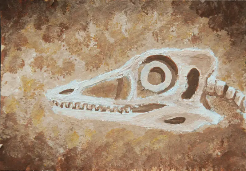 Dino Skull Archaeopterx aceo art card