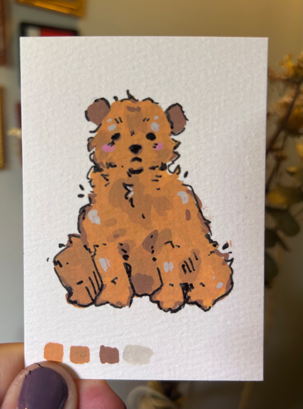 silly bear aceo art card