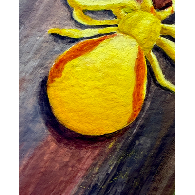 Goldenrod Crab Spider aceo art card thumbnail 2