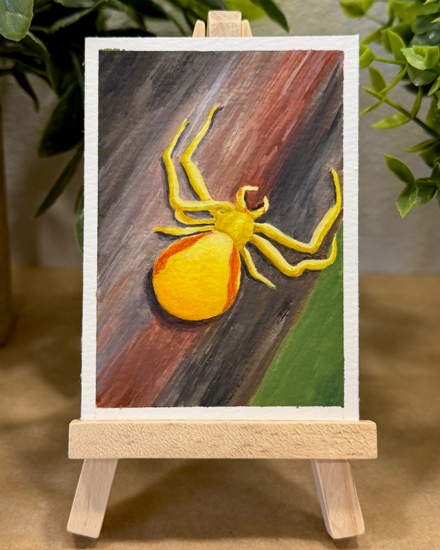 Goldenrod Crab Spider aceo art card