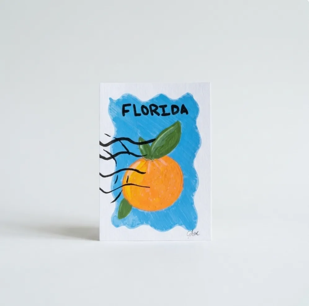 Florida Orange Fruit ACEO State Stamp aceo art card