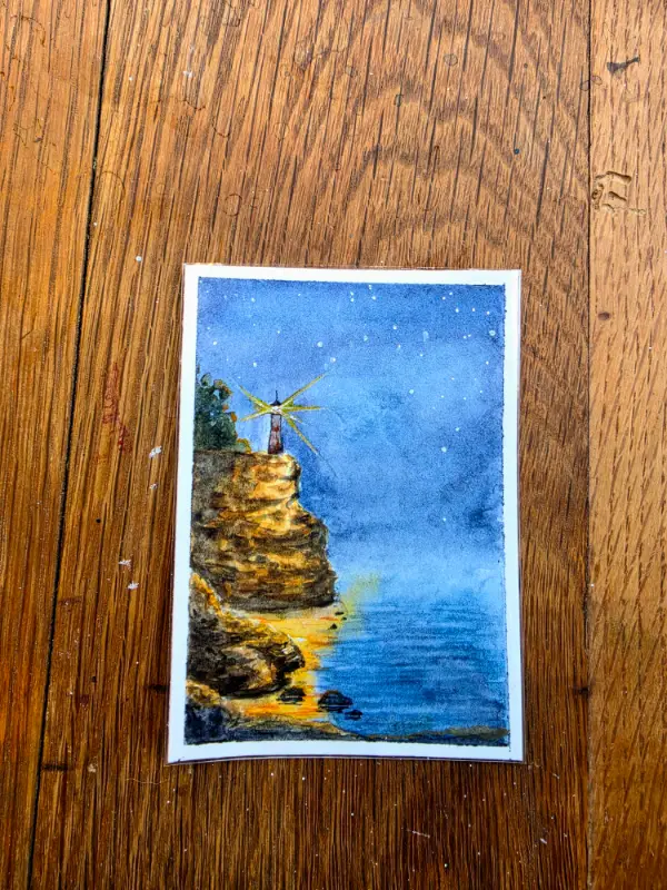 Lighthouse on the Cove aceo art card