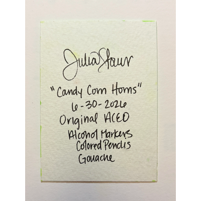 Candy Corn Horns aceo art card thumbnail 2