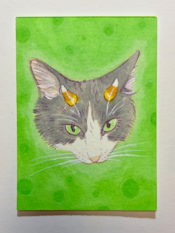Candy Corn Horns aceo art card