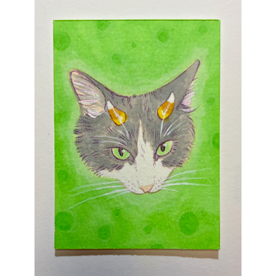 Candy Corn Horns aceo art card thumbnail 1