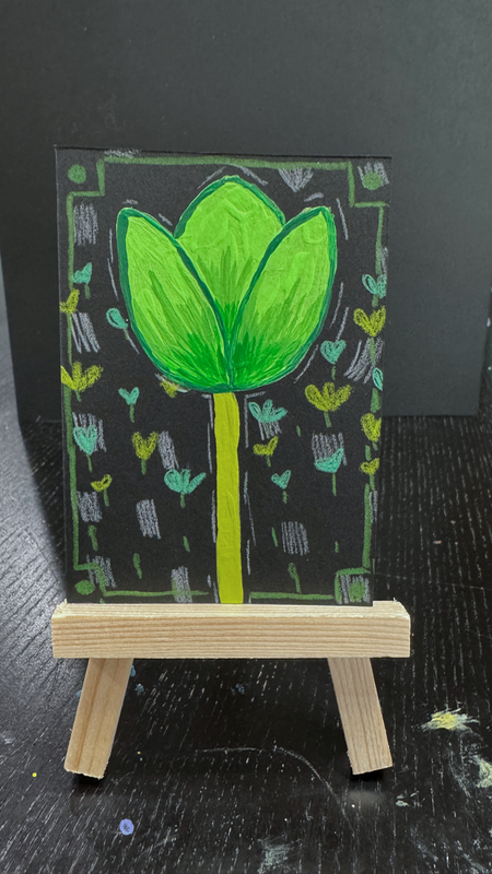Green Tulip aceo art card