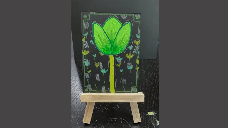 Green Tulip aceo art card