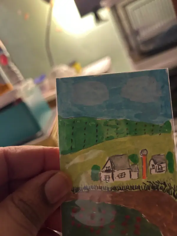 The Farm on a Sunny, Cleary Day aceo art card