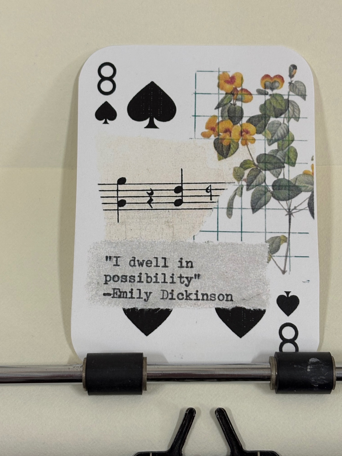 Yellow flower Emily Dickinson quote collage print by Mazerzine aceo art card