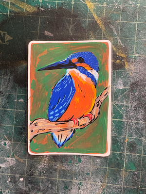 Common Kingfisher aceo art card thumbnail 1