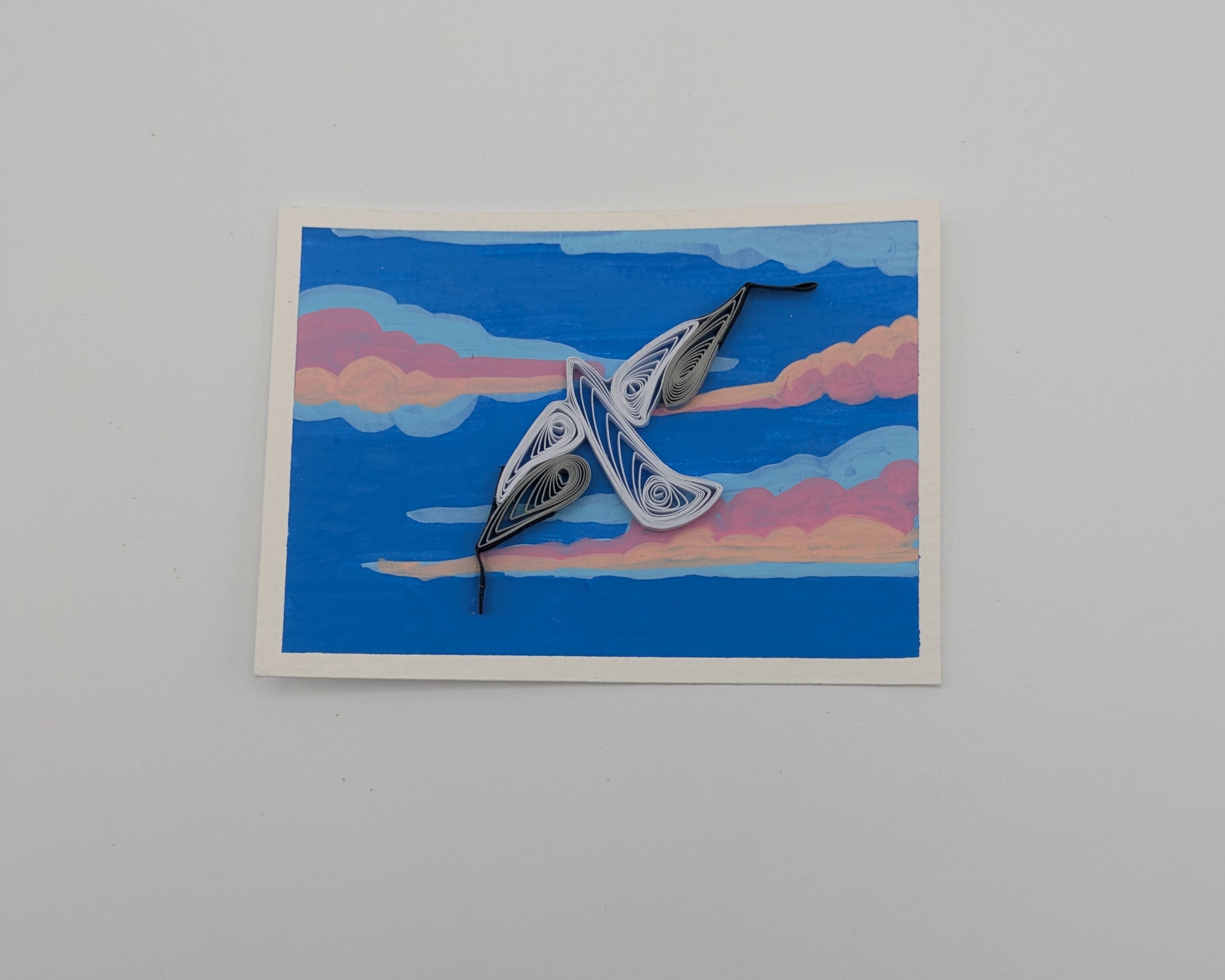 Soaring seagull aceo art card