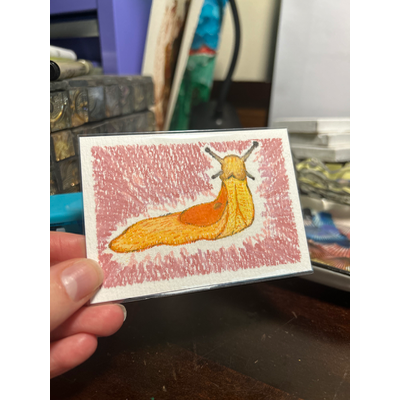 Orange Slug aceo art card thumbnail 4