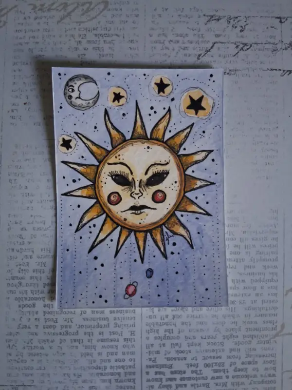 Vintage Sun aceo art card