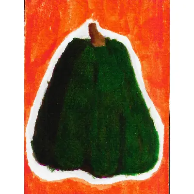Green Pumpkin Watercolor aceo art card thumbnail 2