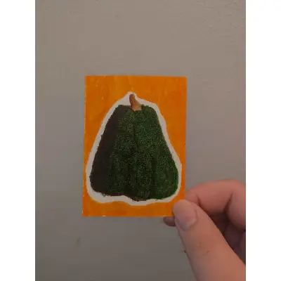 Green Pumpkin Watercolor aceo art card thumbnail 1