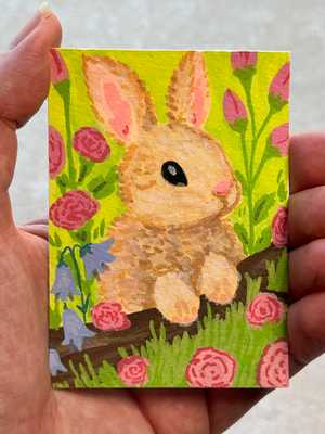 Spring bunny aceo art card thumbnail 2