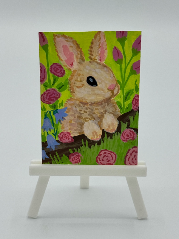 Spring bunny aceo art card