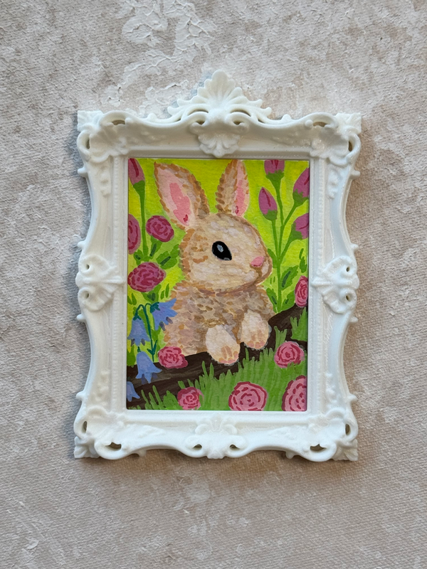 Spring bunny aceo art card