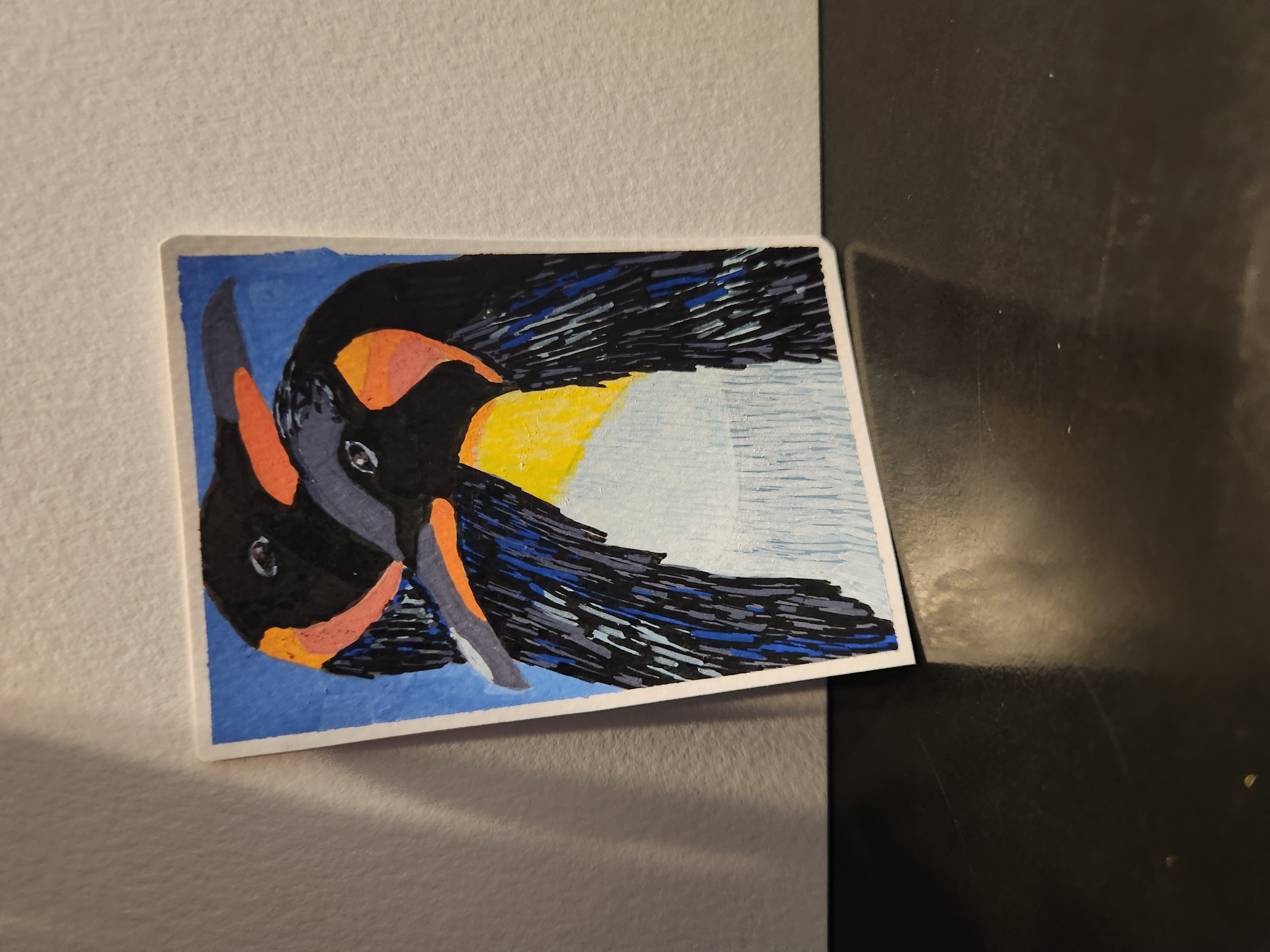 Two Lovers - Penguins aceo art card