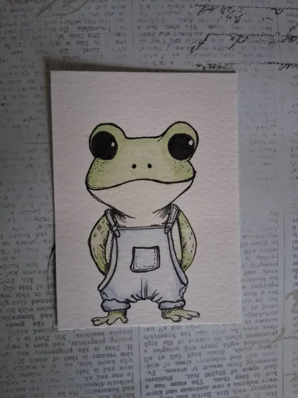 Farmboy Frog aceo art card